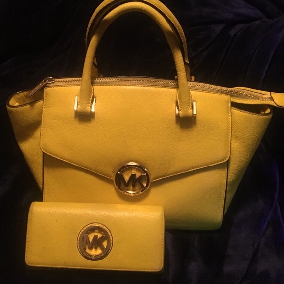 Michael Kors Handbags - Yellow Michael Kors Bag & Wallet